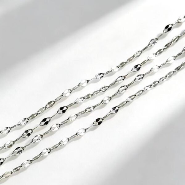 silver Vacuum Plated Thin Plain Chain for Jewelry Making 1m (3 inches)Stainless Steel Lip Chain 2mm, Vacuum Plated Thin Plain Chain for Jewelry Making