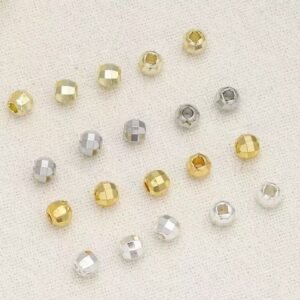 主图 Sparkly Shinny Faceted Metal Spacer Beads | 2mm,3mm, 18K Gold & Thick Silver Plated, 100 Beads Per Pack, Sparkly Cut Beads for Jewelry Making Bracelet DIY Supplies