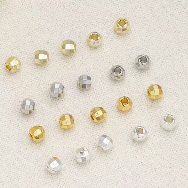 主图 Sparkly Shinny Faceted Metal Spacer Beads | 2mm,3mm, 18K Gold & Thick Silver Plated, 100 Beads Per Pack, Sparkly Cut Beads for Jewelry Making Bracelet DIY Supplies